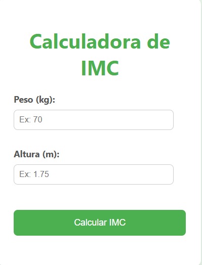 Captura de tela da Calculadora de IMC