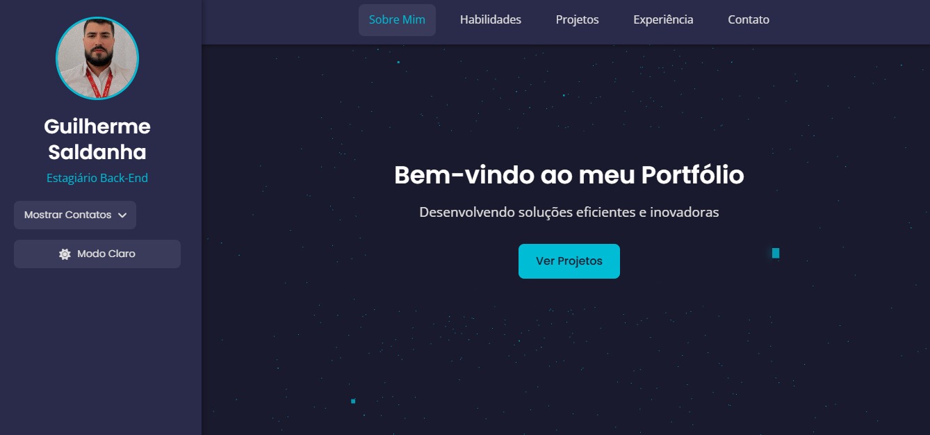 Visualização do projeto Portfólio Pessoal (este site)